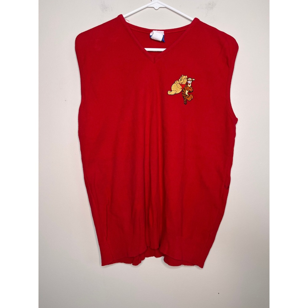 2000s Y2K Disney Winnie the Pooh Tigger Embroidered Patch Kidcore Sweater Vest M